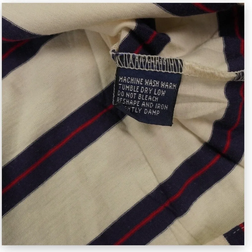 VTG Polo Ralph‎ Lauren Polo Shirt Mens Extra Large White Blue Rugby Striped Y2K
